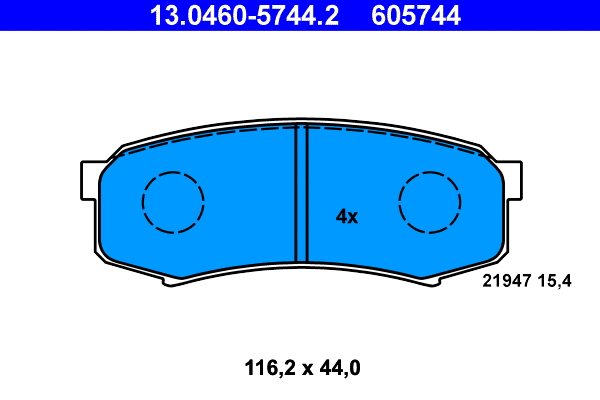 13.0460-5744.2 ATE Комплект тормозных колодок, дисковый тормоз (фото 1)