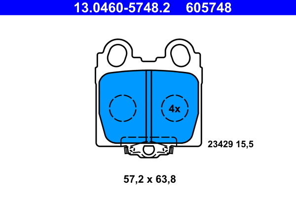 13.0460-5748.2 ATE Комплект тормозных колодок, дисковый тормоз (фото 1)
