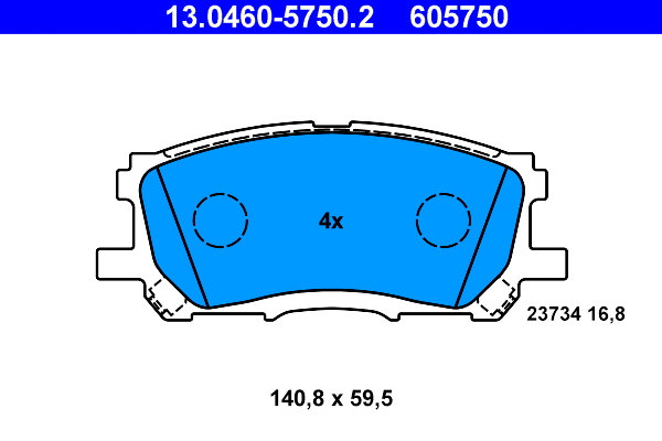 13.0460-5750.2 ATE Комплект тормозных колодок, дисковый тормоз (фото 1)