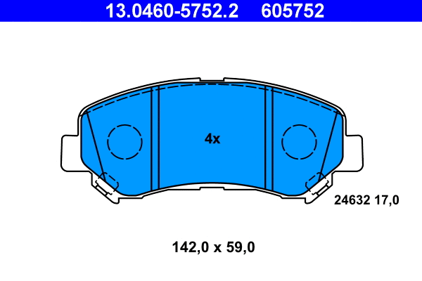 13.0460-5752.2 ATE Комплект тормозных колодок, дисковый тормоз (фото 1)