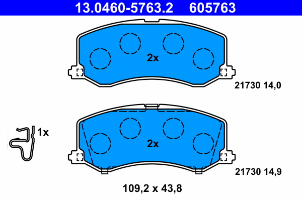 13.0460-5763.2 ATE Комплект тормозных колодок, дисковый тормоз (фото 1)