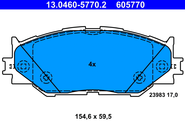 13.0460-5770.2 ATE Комплект тормозных колодок, дисковый тормоз (фото 1)