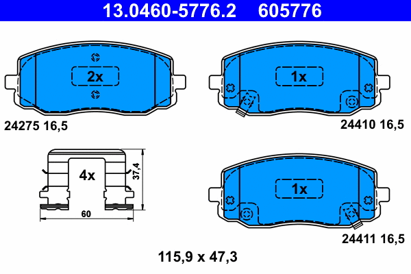 13.0460-5776.2 ATE Комплект тормозных колодок, дисковый тормоз (фото 1)