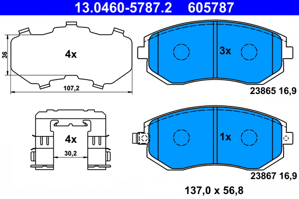 13.0460-5787.2 ATE Комплект тормозных колодок, дисковый тормоз (фото 1)