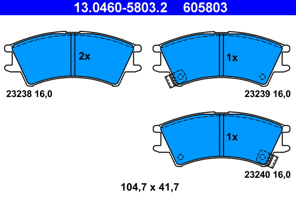 13.0460-5803.2 ATE Комплект тормозных колодок, дисковый тормоз (фото 1)