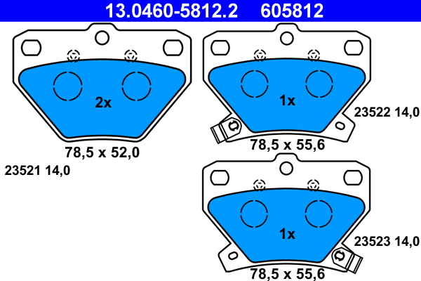 13.0460-5812.2 ATE Комплект тормозных колодок, дисковый тормоз (фото 1)