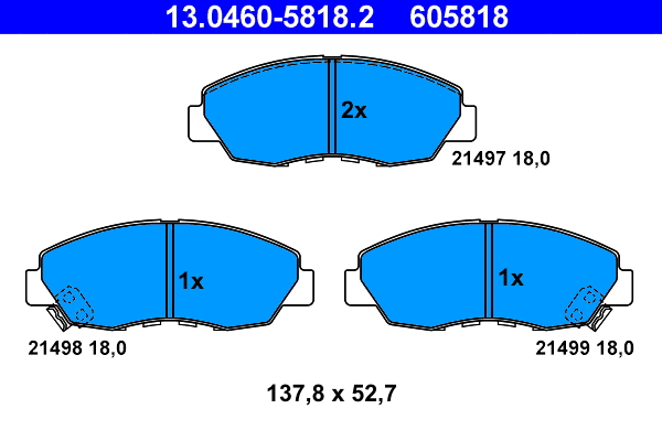 13.0460-5818.2 ATE Комплект тормозных колодок, дисковый тормоз (фото 1)