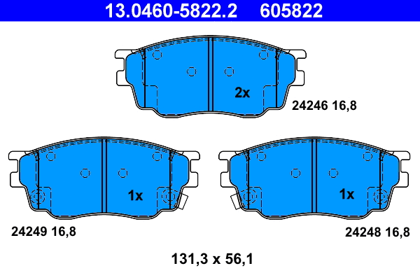 13.0460-5822.2 ATE Комплект тормозных колодок, дисковый тормоз (фото 1)