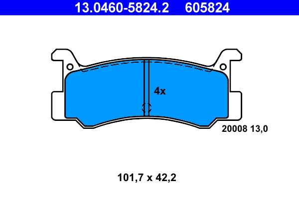 13.0460-5824.2 ATE Комплект тормозных колодок, дисковый тормоз (фото 1)