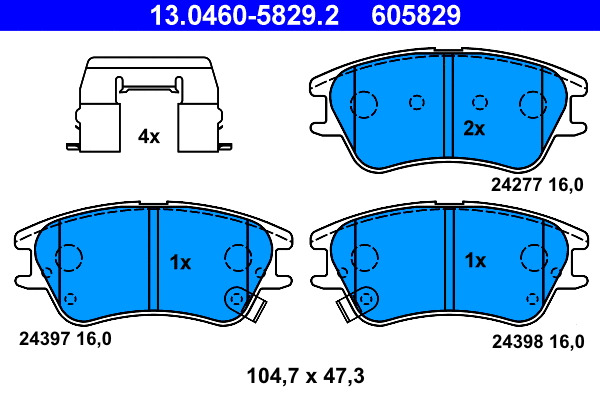13.0460-5829.2 ATE Комплект тормозных колодок, дисковый тормоз (фото 1)