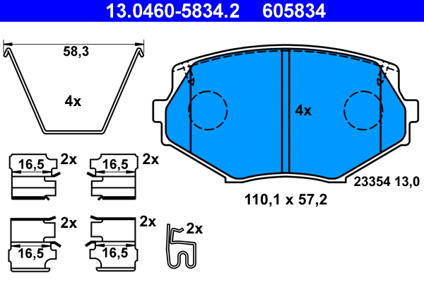 13.0460-5834.2 ATE Комплект тормозных колодок, дисковый тормоз (фото 1)