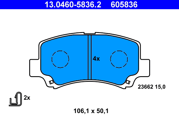 13.0460-5836.2 ATE Комплект тормозных колодок, дисковый тормоз (фото 1)