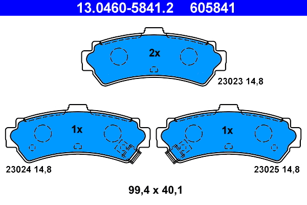 13.0460-5841.2 ATE Комплект тормозных колодок, дисковый тормоз (фото 1)