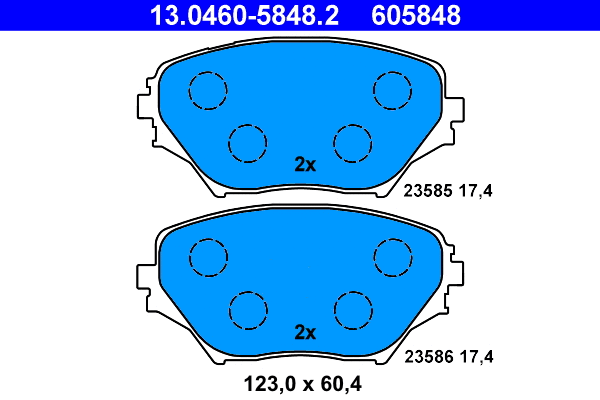 13.0460-5848.2 ATE Комплект тормозных колодок, дисковый тормоз (фото 1)