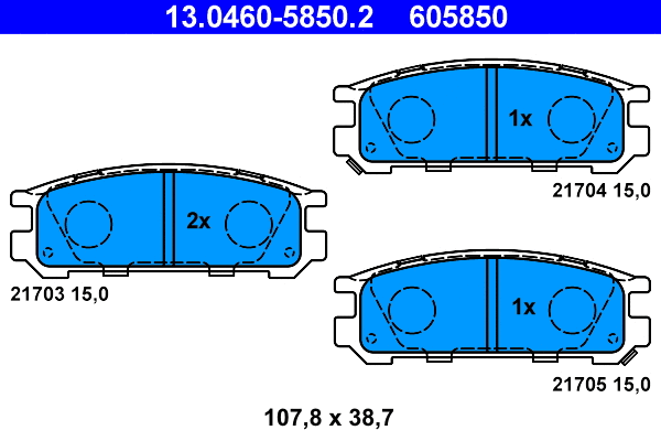 13.0460-5850.2 ATE Комплект тормозных колодок, дисковый тормоз (фото 1)
