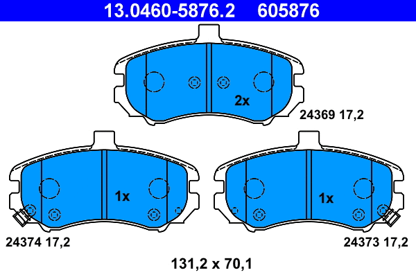 13.0460-5876.2 ATE Комплект тормозных колодок, дисковый тормоз (фото 1)