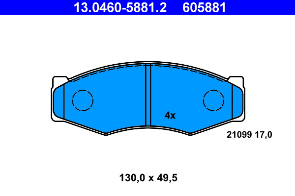 13.0460-5881.2 ATE Комплект тормозных колодок, дисковый тормоз (фото 1)
