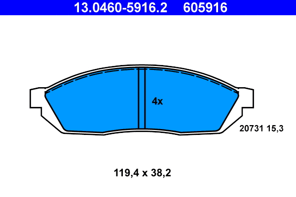 13.0460-5916.2 ATE Комплект тормозных колодок, дисковый тормоз (фото 1)