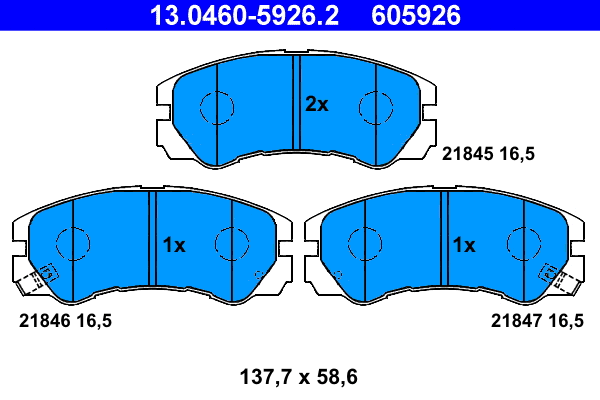 13.0460-5926.2 ATE Комплект тормозных колодок, дисковый тормоз (фото 1)
