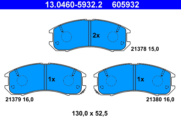 13.0460-5932.2 ATE Комплект тормозных колодок, дисковый тормоз (фото 1)