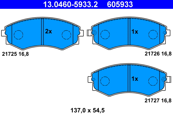 13.0460-5933.2 ATE Комплект тормозных колодок, дисковый тормоз (фото 1)