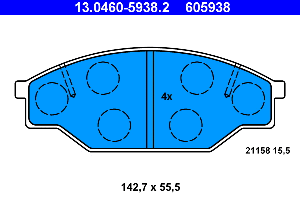 13.0460-5938.2 ATE Комплект тормозных колодок, дисковый тормоз (фото 1)