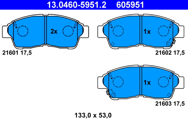 13.0460-5951.2 ATE Комплект тормозных колодок, дисковый тормоз (фото 1)