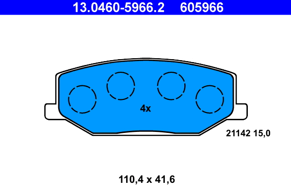 13.0460-5966.2 ATE Комплект тормозных колодок, дисковый тормоз (фото 1)
