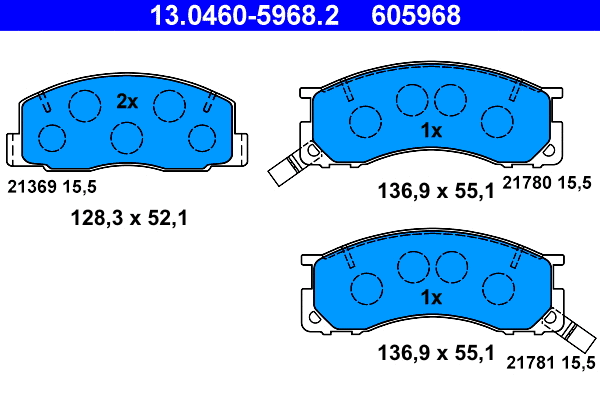 13.0460-5968.2 ATE Комплект тормозных колодок, дисковый тормоз (фото 1)