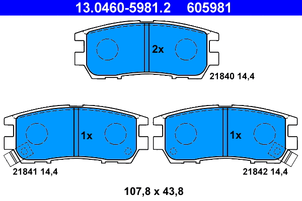 13.0460-5981.2 ATE Комплект тормозных колодок, дисковый тормоз (фото 1)