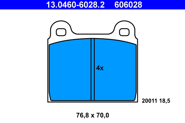 13.0460-6028.2 ATE Комплект тормозных колодок, дисковый тормоз (фото 1)