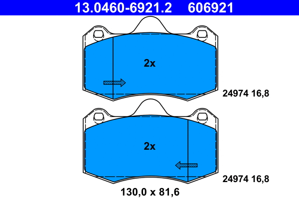 13.0460-6921.2 ATE Комплект тормозных колодок, дисковый тормоз (фото 1)