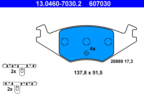 13.0460-7030.2 ATE Комплект тормозных колодок, дисковый тормоз (фото 1)