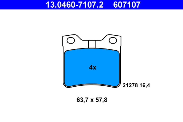 13.0460-7107.2 ATE Комплект тормозных колодок, дисковый тормоз (фото 1)
