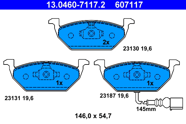 13.0460-7117.2 ATE Комплект тормозных колодок, дисковый тормоз (фото 1)