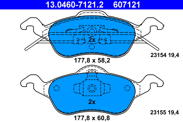 13.0460-7121.2 ATE Комплект тормозных колодок, дисковый тормоз (фото 1)