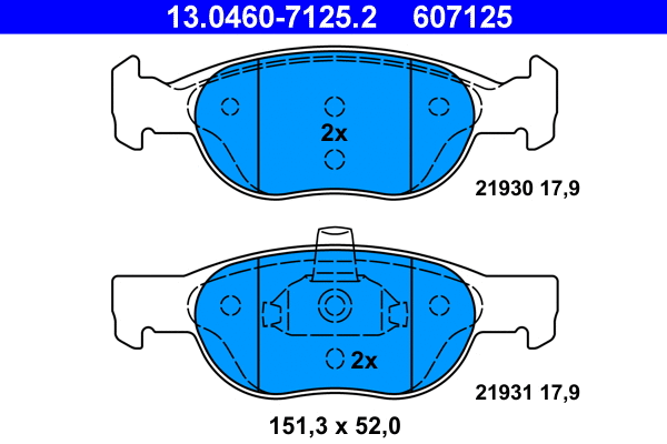13.0460-7125.2 ATE Комплект тормозных колодок, дисковый тормоз (фото 1)