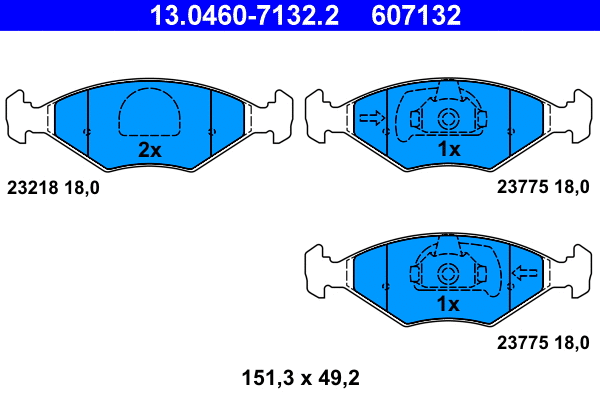 13.0460-7132.2 ATE Комплект тормозных колодок, дисковый тормоз (фото 1)