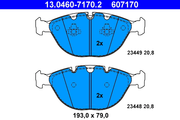 13.0460-7170.2 ATE Комплект тормозных колодок, дисковый тормоз (фото 1)