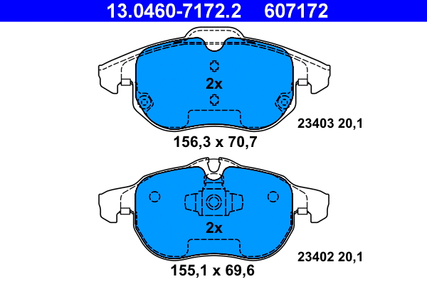 13.0460-7172.2 ATE Комплект тормозных колодок, дисковый тормоз (фото 1)