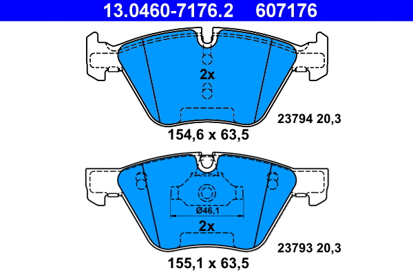 13.0460-7176.2 ATE Комплект тормозных колодок, дисковый тормоз (фото 1)