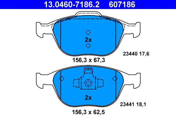 13.0460-7186.2 ATE Комплект тормозных колодок, дисковый тормоз (фото 1)