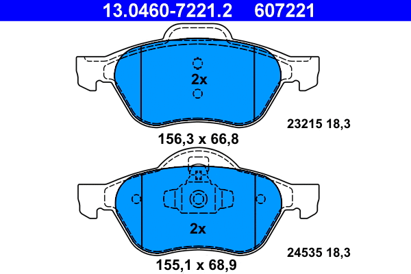 13.0460-7221.2 ATE Комплект тормозных колодок, дисковый тормоз (фото 1)