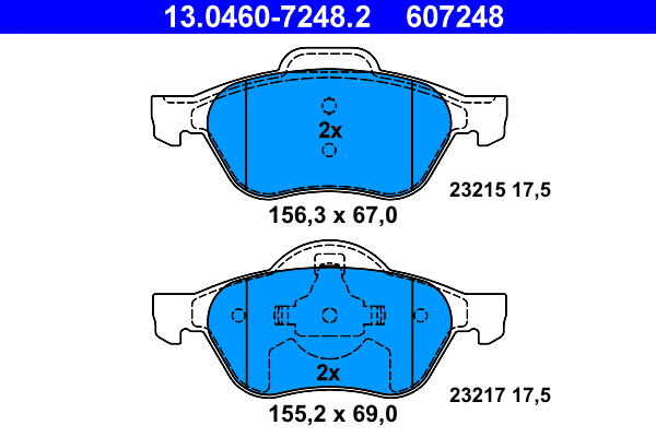 13.0460-7248.2 ATE Комплект тормозных колодок, дисковый тормоз (фото 1)