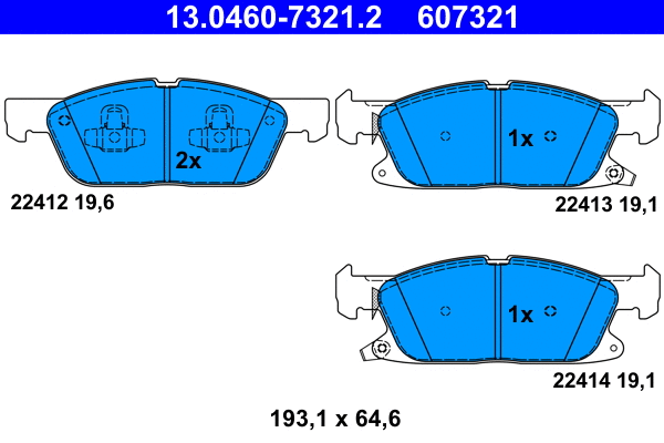 13.0460-7321.2 ATE Комплект тормозных колодок, дисковый тормоз (фото 1)