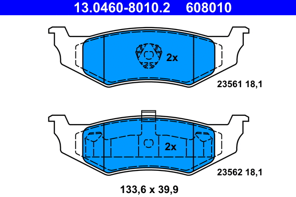 13.0460-8010.2 ATE Комплект тормозных колодок, дисковый тормоз (фото 1)