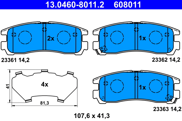 13.0460-8011.2 ATE Комплект тормозных колодок, дисковый тормоз (фото 1)