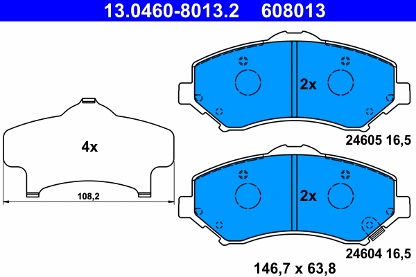 13.0460-8013.2 ATE Комплект тормозных колодок, дисковый тормоз (фото 1)