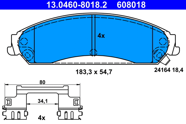 13.0460-8018.2 ATE Комплект тормозных колодок, дисковый тормоз (фото 1)