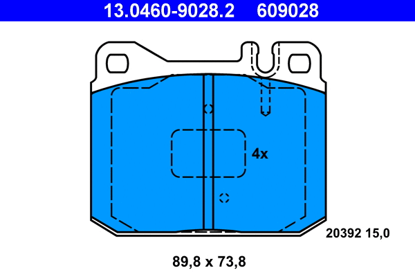 13.0460-9028.2 ATE Комплект тормозных колодок, дисковый тормоз (фото 1)